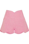 PAPER LONDON WOMAN FRAISE SCALLOPED LINEN SHORTS BABY PINK,US 4772211933323043