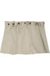Y/PROJECT WOMAN BUTTON-EMBELLISHED PLEATED COTTON-TWILL MINI SKIRT BEIGE,US 4772211933202054
