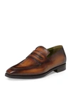 BERLUTI ANDY LEATHER LOAFER, TOBACCO,PROD129010073