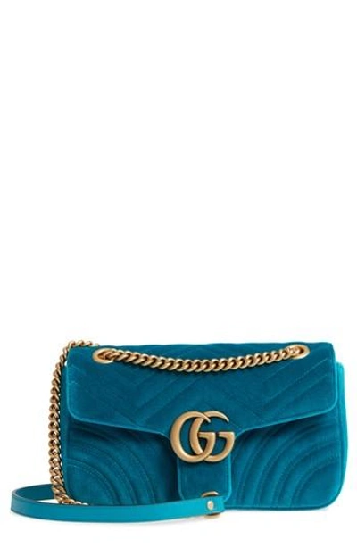 Gucci Medium Gg Marmont 2.0 Matelassé Velvet Shoulder Bag In Nero