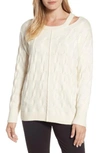 VINCE CAMUTO KEYHOLE NECK CABLE SWEATER,9167230