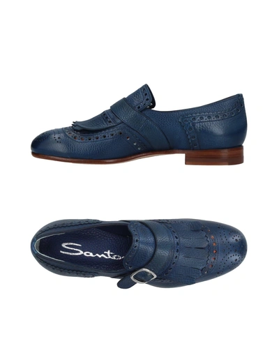 Santoni Loafers In Slate Blue