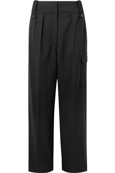 The Row Kiefer High-waist Wide-leg Wool-blend Pants In Black