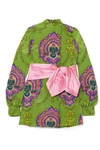 GUCCI Bow-embellished printed silk crepe de chine tunic