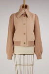 CHLOÉ KNITTED SLEEVE WOOL BOMBER,17AVE16/17A069/NR6I4