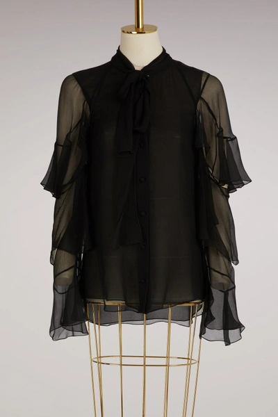 Chloé Ruffled Silk Shirt In Black
