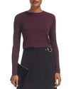 Whistles Annie Long-sleeve Sparkling Top In Fig