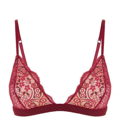 Heidi Klum Intimates Tempting Lily Sheer Lace Wireless Bralette In Red