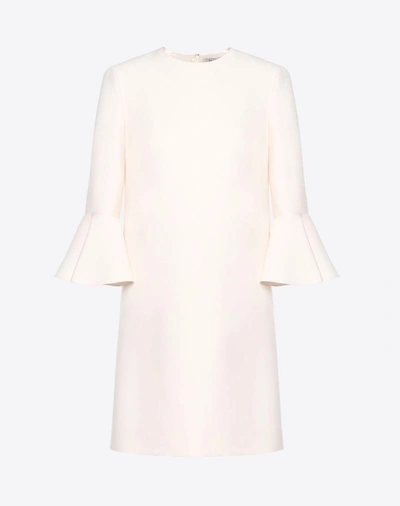 Valentino Crewneck 3/4-sleeve Straight Crepe Couture Dress In Pink