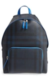 BURBERRY CHECK FAUX LEATHER BACKPACK - BLUE,4064889