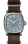 SHINOLA THE GUARDIAN LEATHER STRAP WATCH, 41.5MM X 43MM,S0120029581