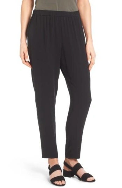 Eileen Fisher System Slouchy Silk Ankle Pants, Regular & Petite In Black