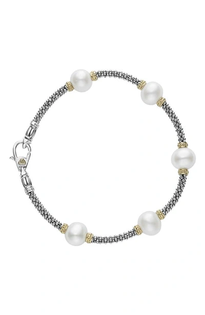 Lagos Luna Pearl Rope Bracelet In Silver