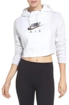 Nike Women's Sportswear Rally Air Crop Hoodie, White In White/ Birch Heather/ White