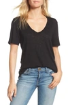Splendid Maternity Cotton V-neck T-shirt In Black
