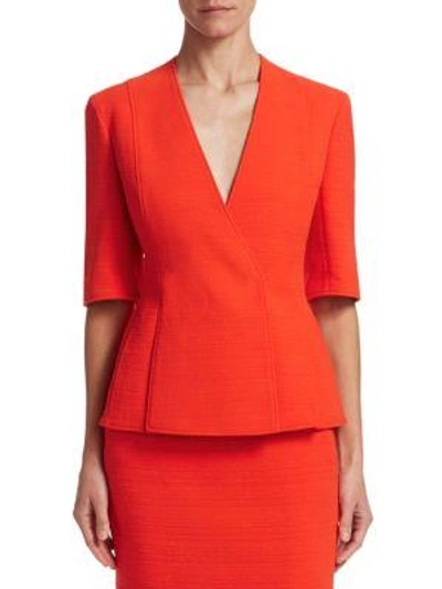 Akris Structured Wrap-front Cardigan In Fire Cracker