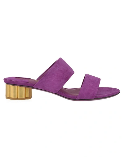 Ferragamo 花卉鞋跟高跟鞋 In Purple