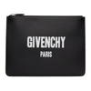 GIVENCHY GIVENCHY BLACK LARGE LOGO ZIP POUCH,BK06072562