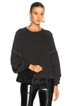THE GREAT THE GREAT STUDDED BISHOP SLEEVE SWEATSHIRT IN BLACK,T316085T