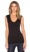 Velvet By Graham & Spencer Estina Gauzy Whisper Scoop Neck Tank In Black In Black