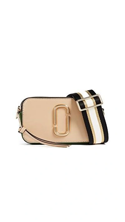 Marc Jacobs Snapshot Leather Crossbody In Sandcastle/gold