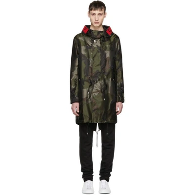 Givenchy Nylon Camouflage-print Parka Coat In Green Camo