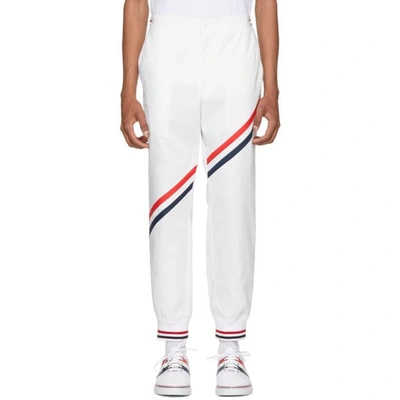 Thom Browne White Diagonal Stripe Unconstructed Track Pants In 100 White