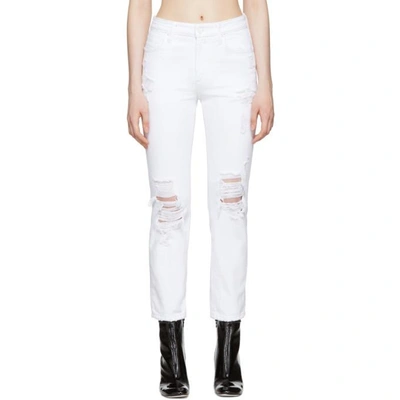 Alexander Wang Cult Distressed High-rise Straight-leg Jeans In White