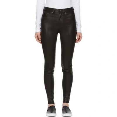 Rag & Bone Leather High-rise Skinny Trousers In Black