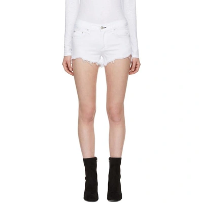 Rag & Bone Ripped Cutoff Denim Shorts In White