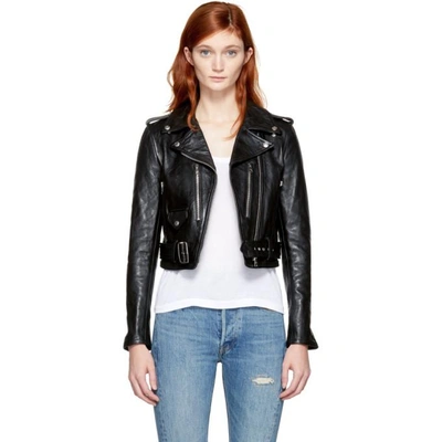 Re/done Black Leather Motorcycle Jacket