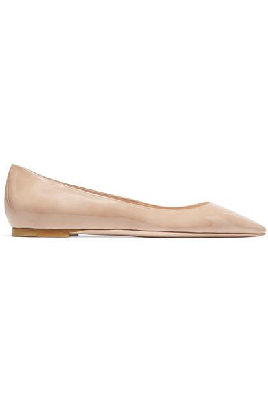 Jimmy Choo Love Flat Patent-leather Ballet Flats In Neutral | ModeSens