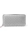 CHRISTIAN LOUBOUTIN PANETTONE SPIKED GLITTERED METALLIC LEATHER CONTINENTAL WALLET