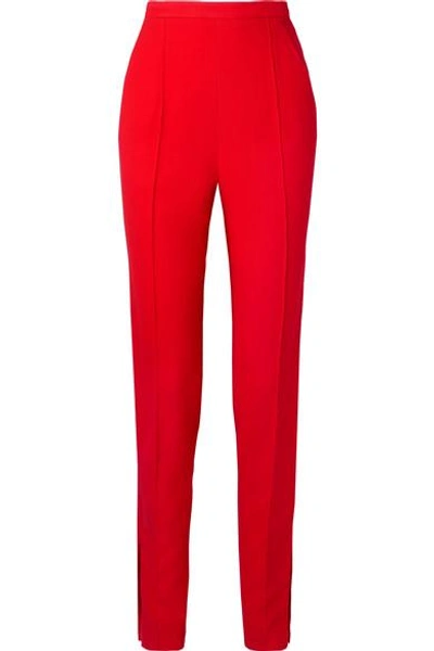 Khaite Diana Stretch-canvas Tapered Trousers In Red
