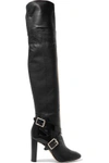 JIMMY CHOO WOMAN DOMA BUCKLED LEATHER OVER-THE-KNEE BOOTS BLACK,US 4772211931962713