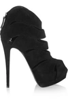 GIUSEPPE ZANOTTI WOMAN CUTOUT SUEDE ANKLE BOOTS GRAY,US 2526016084986575