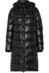DUVETICA WOMAN DENEB QUILTED SHELL HOODED DOWN COAT BLACK,US 2526016084048186