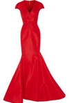 ZAC POSEN WOMAN FLARED SILK-FAILLE GOWN RED,US 1914431941018490