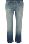 CURRENT ELLIOTT THE CROPPED DISTRESSED MID-RISE STRAIGHT-LEG JEANS,3074457345618207476