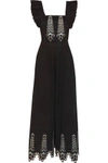 TEMPERLEY LONDON WOMAN AMOUR EMBROIDERED COTTON-POPLIN JUMPSUIT BLACK,US 2526016084033981