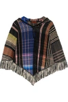 MISSONI WOMAN FRINGED BOUCLÉ AND CROCHET-KNIT WOOL-BLEND HOODED PONCHO BLACK,US 4772211930998496