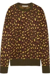 CHRISTOPHER KANE WOMAN LEOPARD-INTARSIA CASHMERE SWEATER ARMY GREEN,US 20832158204421893