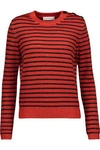 CARVEN WOMAN GLITTERED STRIPED WOOL-BLEND SWEATER RED,US 20832158204449254