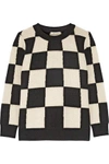 MARC JACOBS WOMAN CHECKED CASHMERE SWEATER WHITE,US 1071994536253431