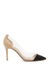 Gianvito Rossi Leather Bi-color Plexi Pumps In Decolette Grograin Plexi 85mm Bi Materialnero