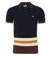 VIVIENNE WESTWOOD Ribbed Knit Polo Shirt Navy,8056645030775