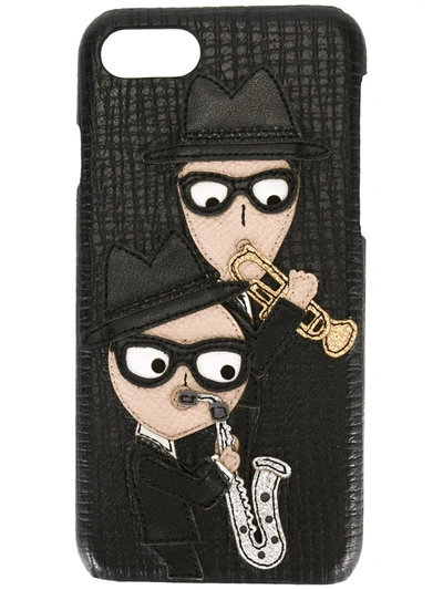 Dolce & Gabbana Black Sax Players Iphone 7 Case In Nero|nero