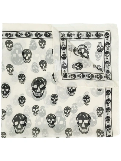 Alexander Mcqueen All-over Skull Print Scarf In White