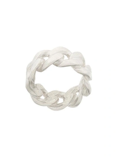 Maison Margiela Painted Chain Ring In White In Metallic