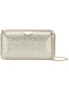 Jimmy Choo Ellipse Glitter Clutch - Beige In Metallic